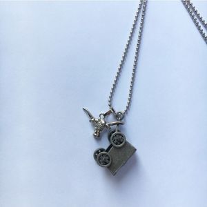 Wild Oregon Trail Bull Skull Wagon Necklace